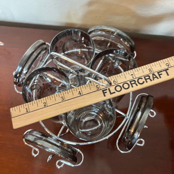 Vintage 25th Anniversay Silver Tone Tumbler & Coasters Set & Caddy 9 Piece Set - Picture 13 of 16